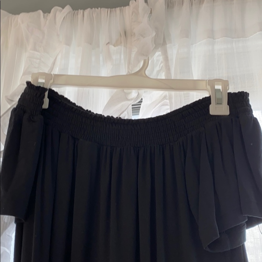 Black off the shoulder mini dress